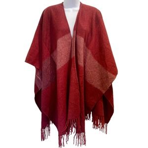 Woolrich Poncho Cape Women's One Size Burgandy Mid Sleeve 1:1:0:6:A-0011